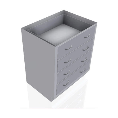 USPE USPE-CW-2399 lab base cabinet with 4 full-width medium drawers, front perspective view