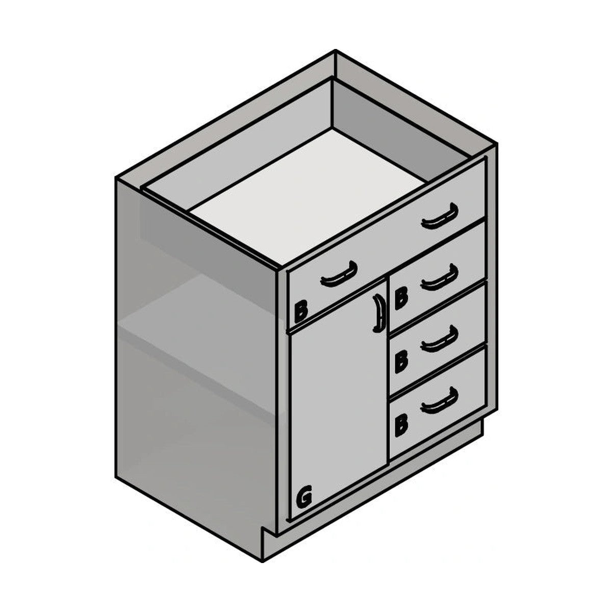 4-Drawer Lab Base Cabinet with Door, 30–48", view 2