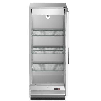 USPE 25" Compact Solid Door Lab Refrigerator, 11 Cu. Ft. (USPE-LR1-25S), doors open interior