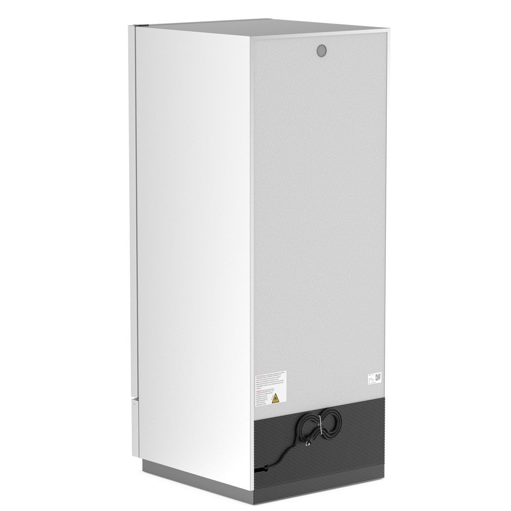 USPE 25" Compact Solid Door Lab Refrigerator, 11 Cu. Ft., side and rear view