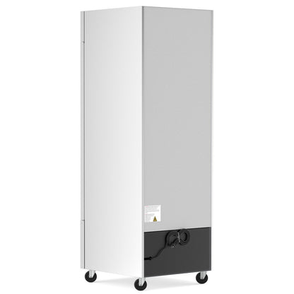 USPE 29" Left-Hinged Solid Door Lab Refrigerator, 20.6 Cu. Ft. (USPE-LR1-29SL), side and rear view