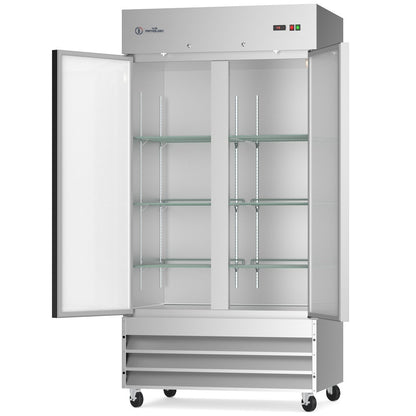 USPE 40" Two-Door Solid Lab Refrigerator, 27.6 Cu. Ft. (USPE-LR2-40S), doors open interior