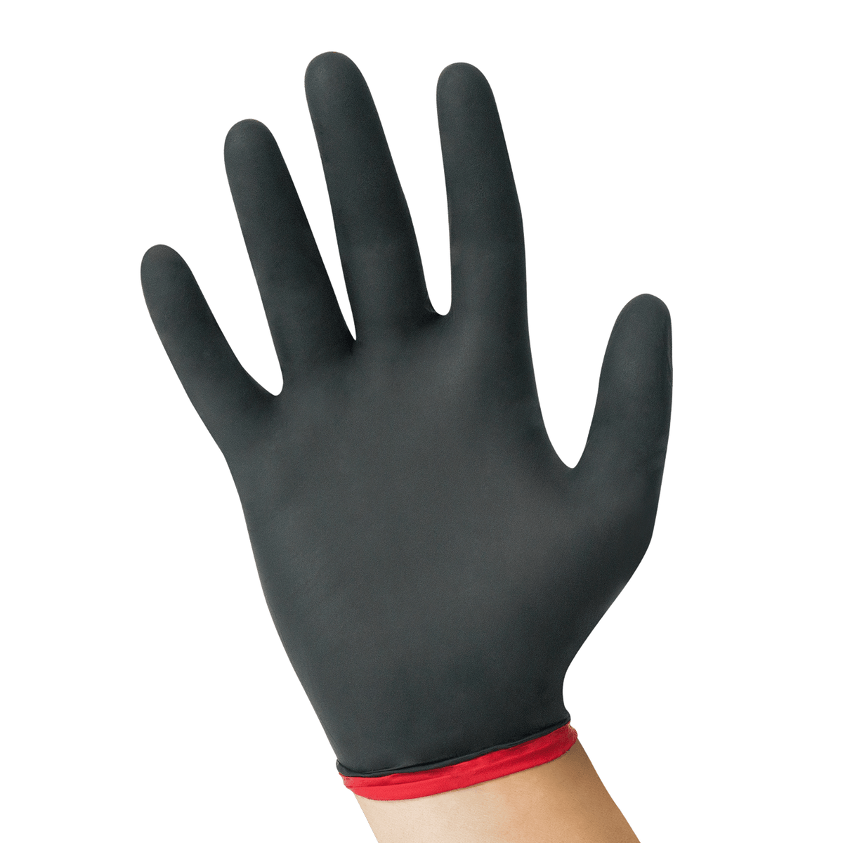 USPE 5 mil black/red dual-layer nitrile glove, red inside, 9.5-inch length, powder-free