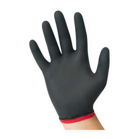 USPE 5 Mil Black/Red Dual-Layer Nitrile Gloves, black outside, red inside glove, 5 mil, 9.5-inch length, powder-free, sold by the case