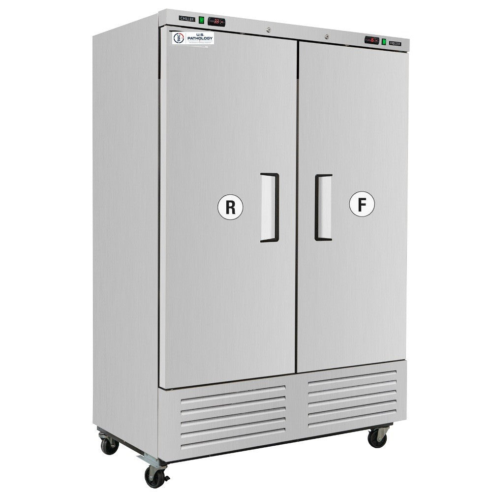 USPE 54" Dual-Temp Lab Refrigerator/Freezer, 42 Cu. Ft. (USPE-LRF2-54), angle view