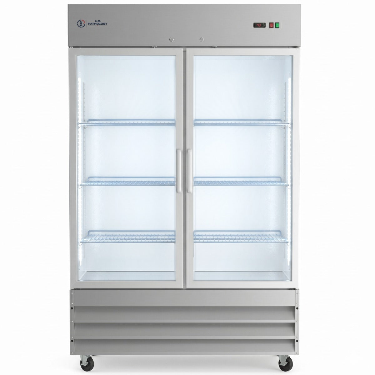 USPE 54" Two-Door Glass Lab Refrigerator, 41.3 Cu. Ft., product view