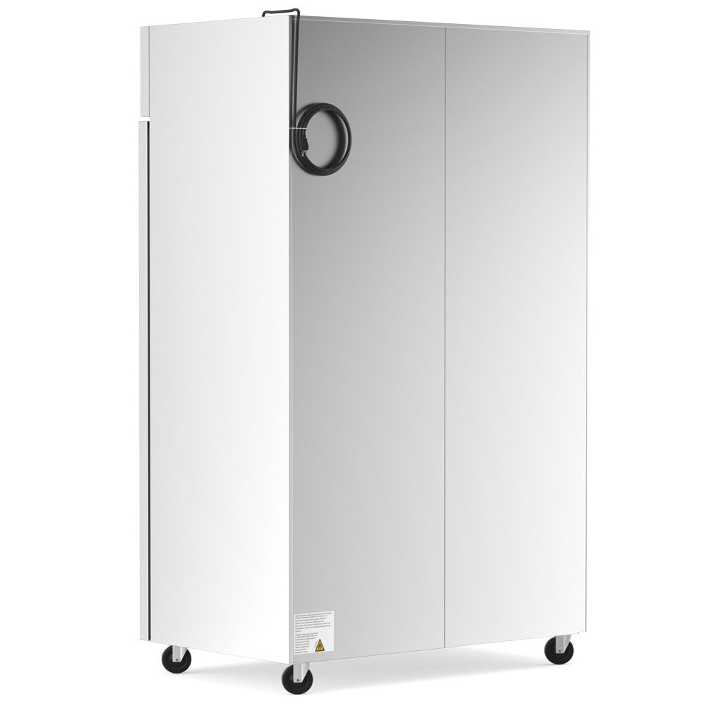 USPE 54" Two-Door Top-Mount Lab Refrigerator, 43 Cu. Ft., side and rear view