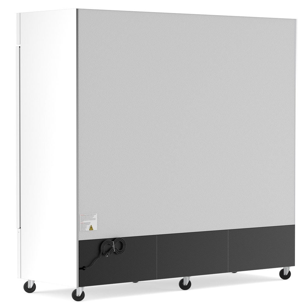 USPE 81" Three-Door Solid Lab Refrigerator, 72 Cu. Ft. (USPE-LR3-81S), side and rear view