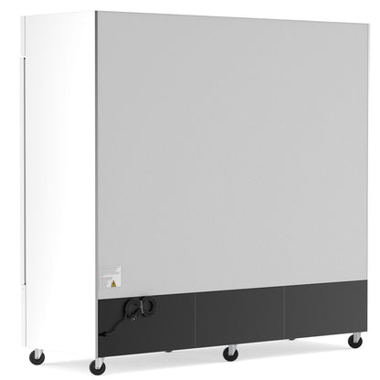 USPE 81" Three-Door Solid Lab Refrigerator, 72 Cu. Ft. (USPE-LR3-81S), side and rear view