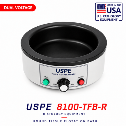 USPE 8100-TFB-R tissue flotation bath with glass lid, 2.3 liter non-stick anti-microbial chamber
