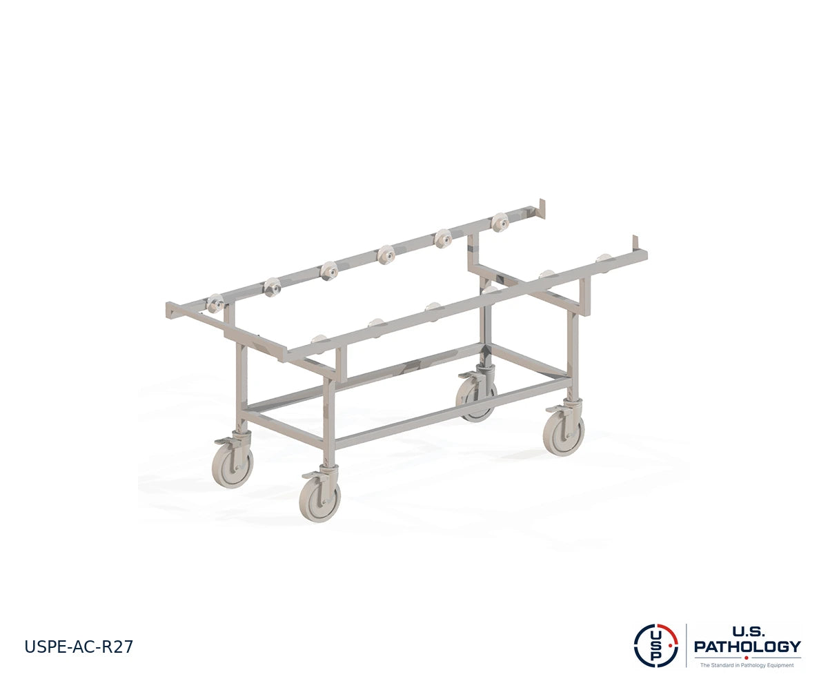 Autopsy Cart Chassis for 27-Inch Body Trays, USPE-AC-R27, reference configuration