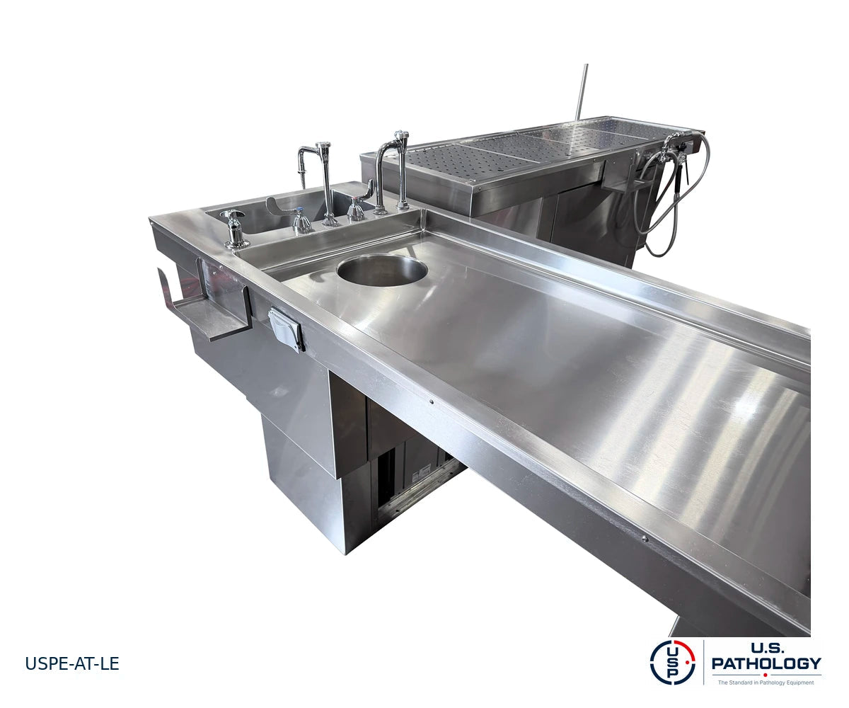 L-Shaped Elevating Autopsy Table, USPE-AT-LE, alternate view