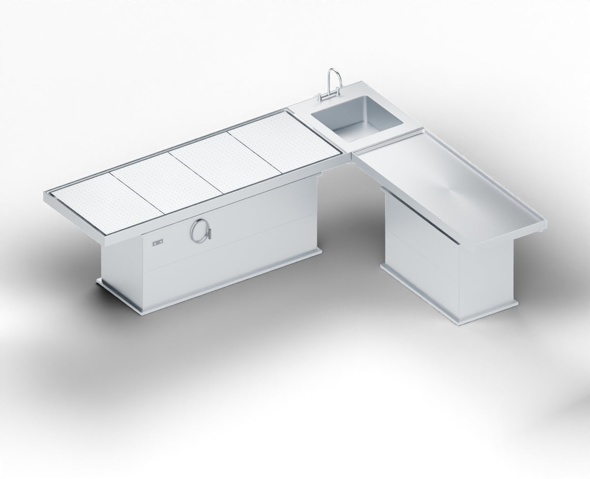 Independent-Elevation L-Shaped Autopsy Table