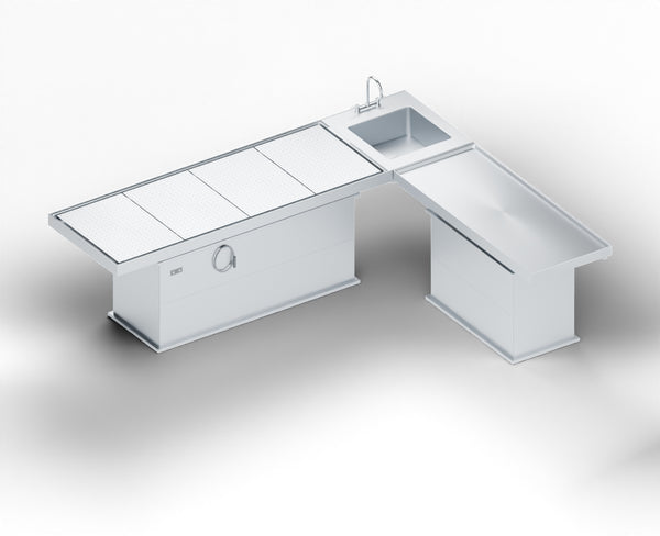 Independent-Elevation L-Shaped Autopsy Table