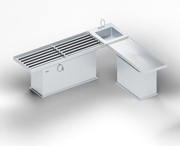 L-Shaped Roller-Transfer Autopsy Table