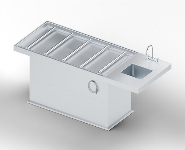 Metal-Roller Pedestal Autopsy Table