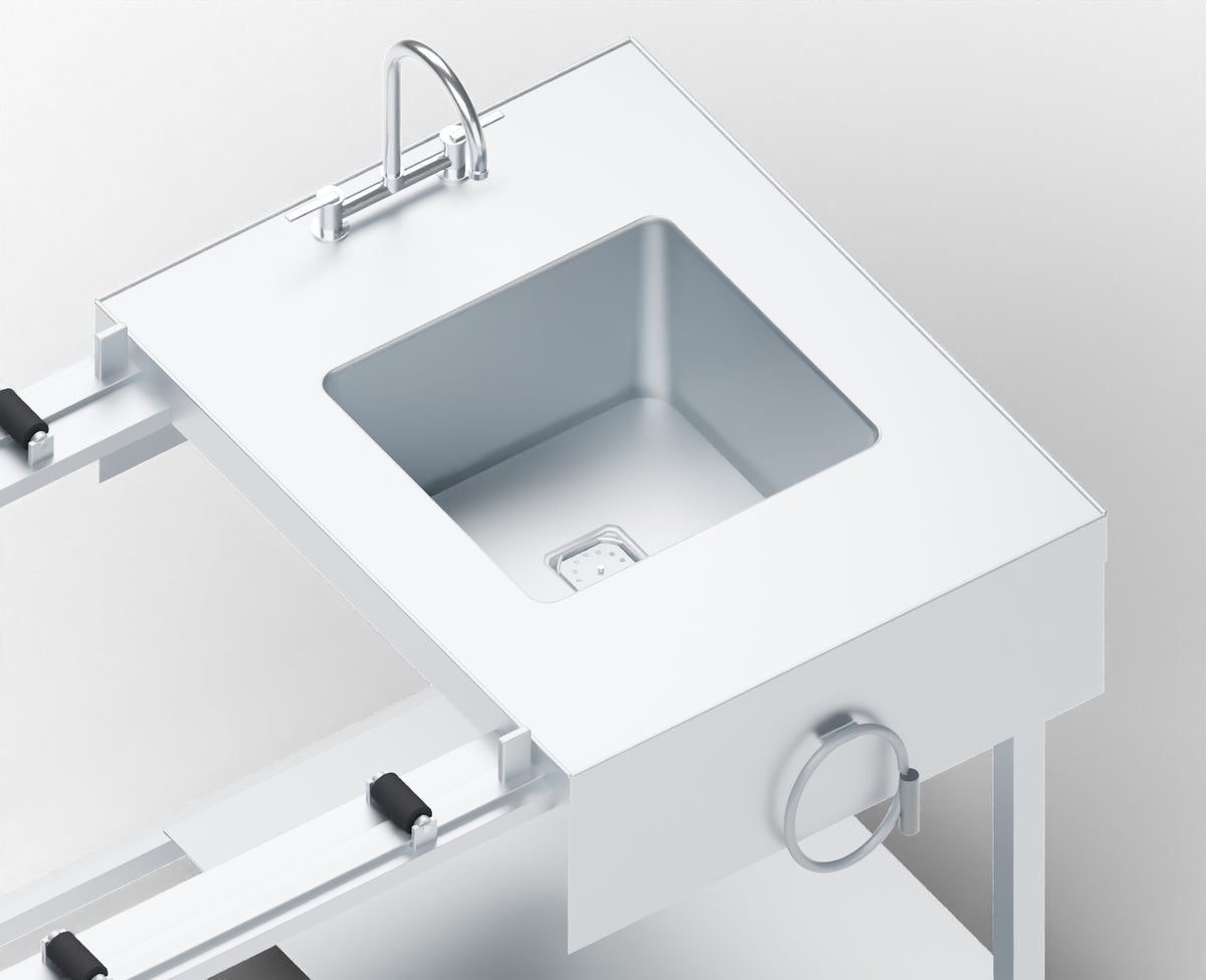 Roller-Transfer Autopsy Table with Sink, view 2