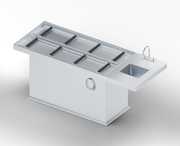 Split-Roller Pedestal Autopsy Table