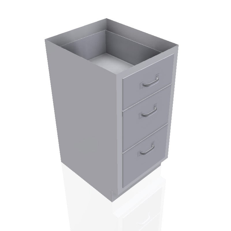 18-Inch Prep Room Base Cabinet, 1 Medium and 2 Large Drawers