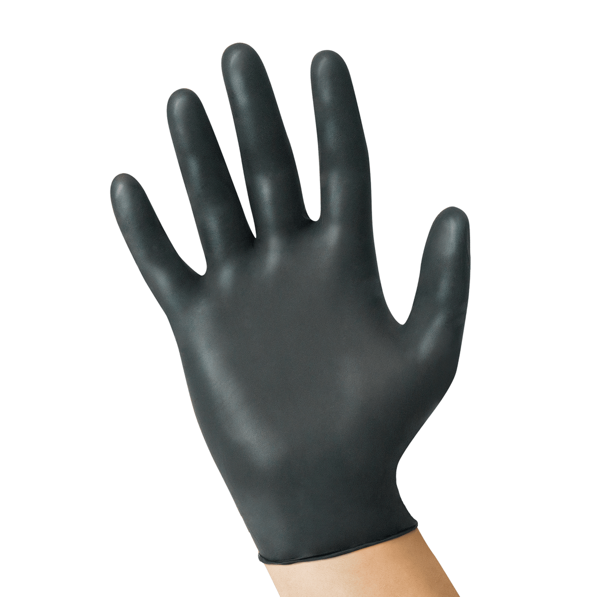 USPE black latex exam glove, 9.5-inch length, powder-free