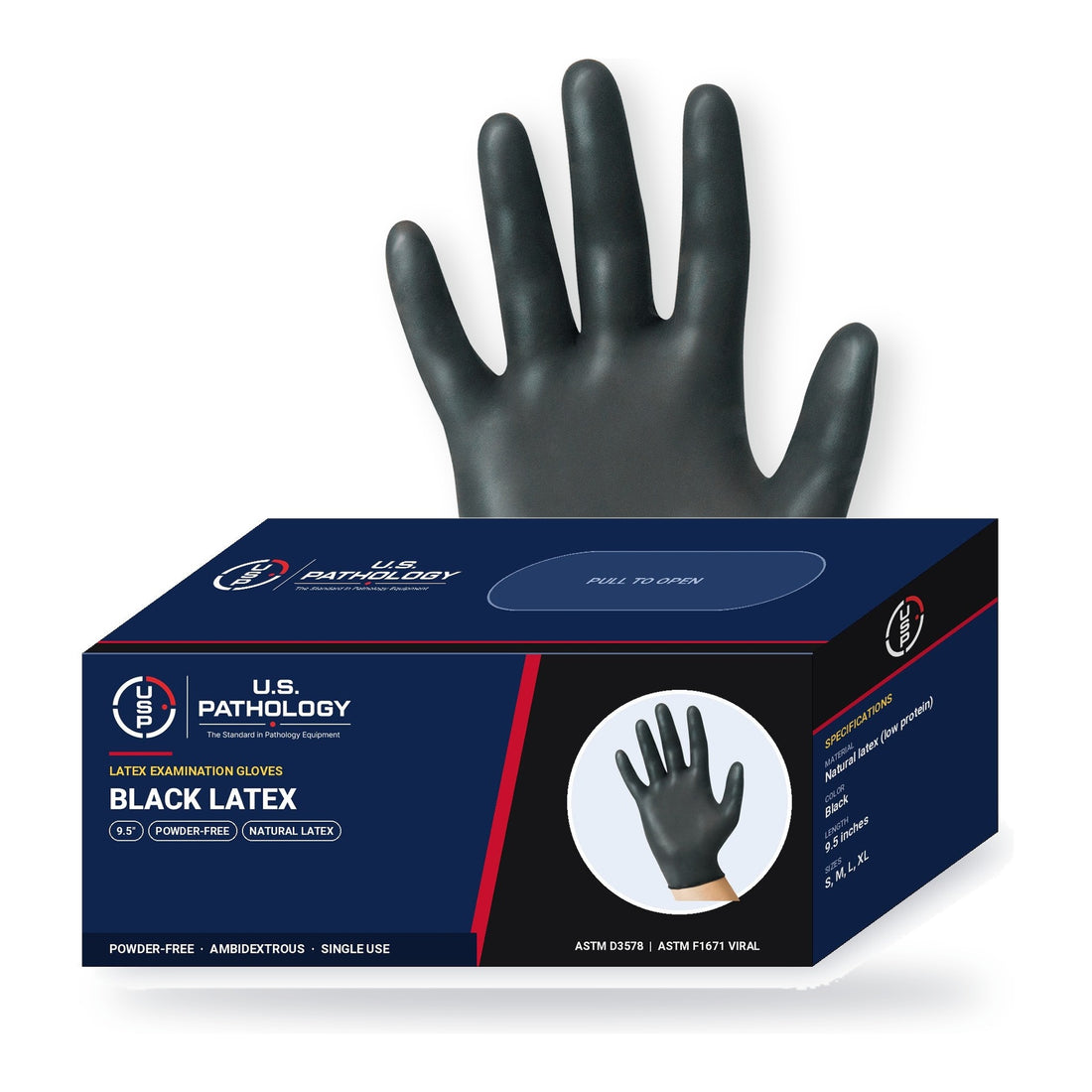 USPE Black Latex Exam Gloves – Case