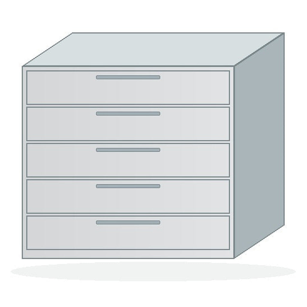 AME + USPE prep room casework: 5-Drawer Base Cabinet | AME-CW-B905 | USPE-fabricated configuration design study; size, material and engineering subject to quote