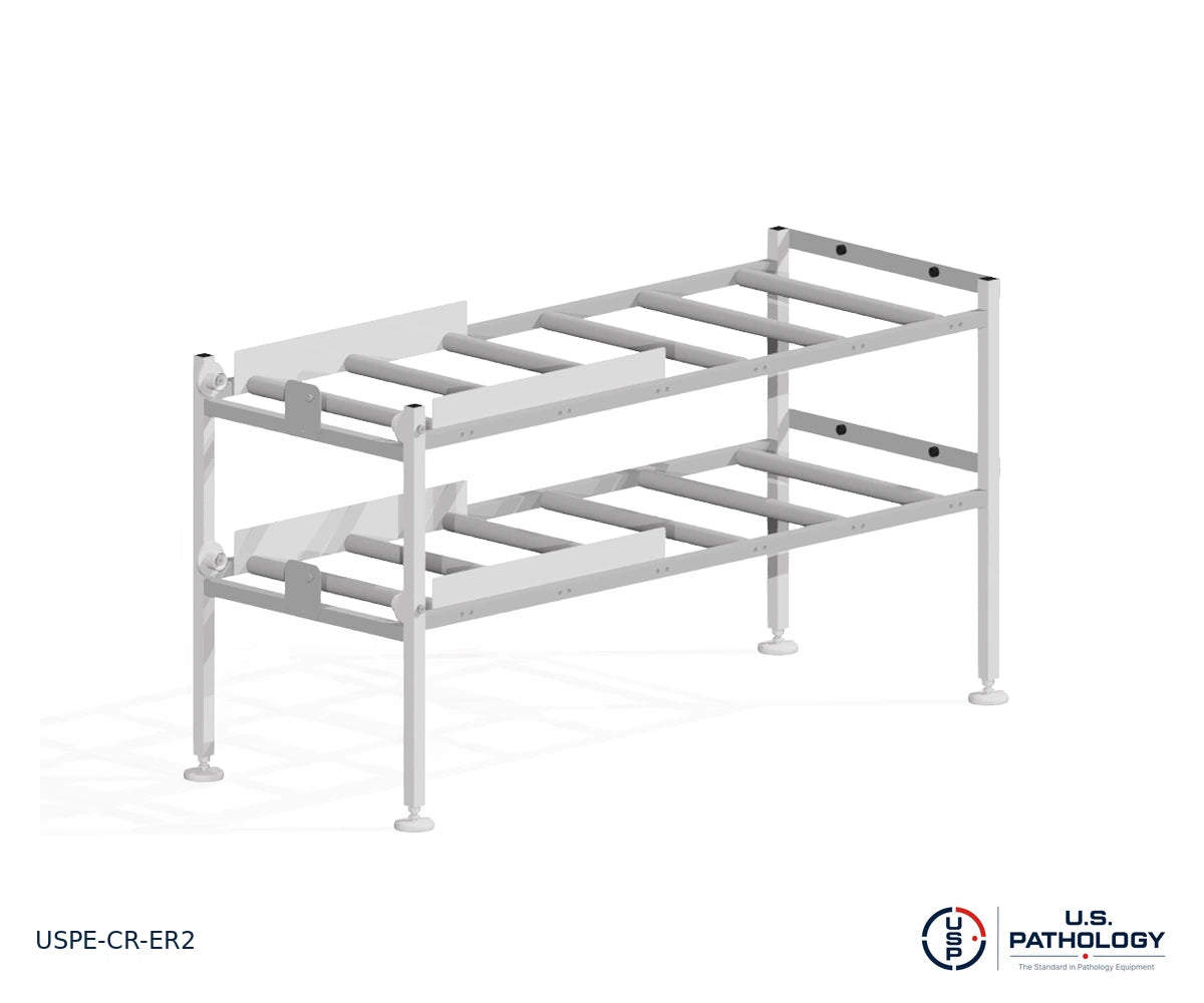 2-Tier End-Loading Morgue Cadaver Storage Rack, USPE-CR-ER2, reference configuration