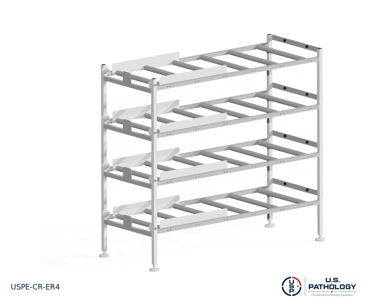 4-Tier End-Loading Morgue Cadaver Storage Rack, USPE-CR-ER4, detail view