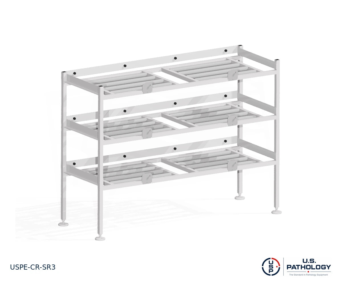3-Tier Side-Loading Morgue Cadaver Storage Rack, USPE-CR-SR3, reference configuration