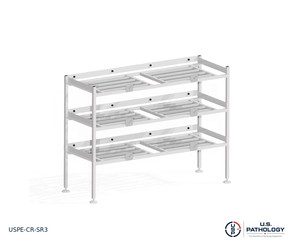 3-Tier Side-Loading Morgue Cadaver Storage Rack, USPE-CR-SR3, detail view