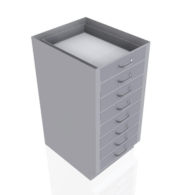 USPE 18 in. Stainless Steel Base Cabinet: 8 Small Drawers, USPE-CW-B378; configuration reference, supplied build requires review