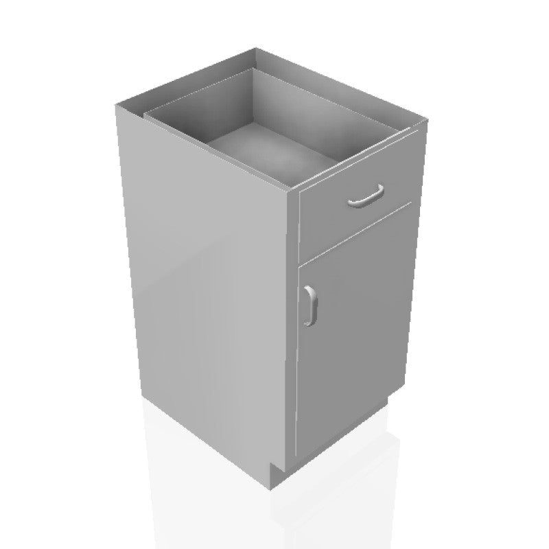 USPE 18 in. Stainless Steel Base Cabinet: 1 Medium Drawer, 1 Left Door, USPE-CW-B380; configuration reference, supplied build requires review