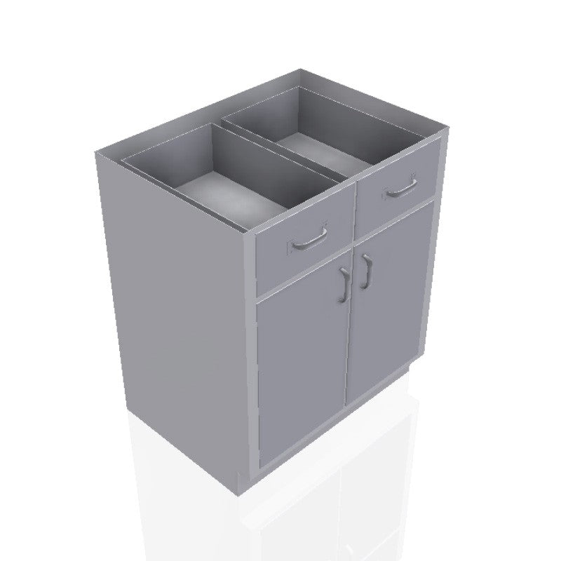 USPE 30 in. Stainless Steel Base Cabinet: 2 Medium Drawers, 2 Doors, USPE-CW-B387; configuration reference, supplied build requires review