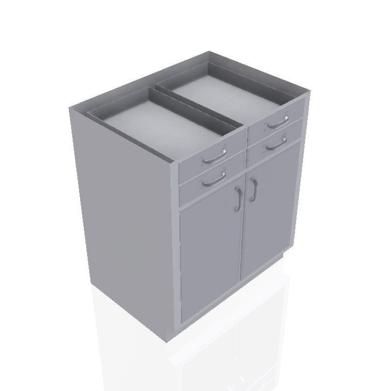USPE 30 in. Stainless Steel Base Cabinet: 4 Small Drawers, 2 Doors, USPE-CW-B390; configuration reference, supplied build requires review