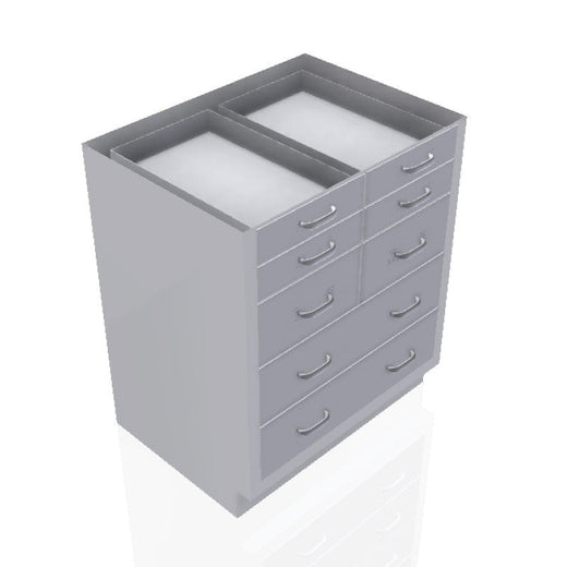 USPE 30 in. Stainless Steel Base Cabinet: 4 Small Drawers, 2 Medium Drawers, 2 Long Medium Drawers