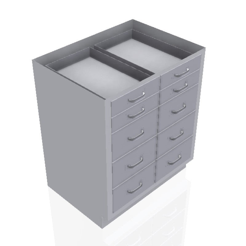 30 in. Stainless Steel Prep Room Base Cabinet:4 Small Drawers, 6 Medium Drawers