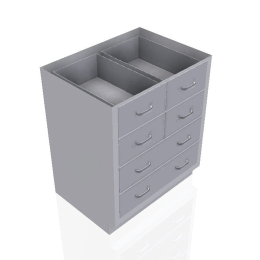 USPE 30 in. Stainless Steel Base Cabinet: 4 Medium Drawers, 2 Long Medium Drawers