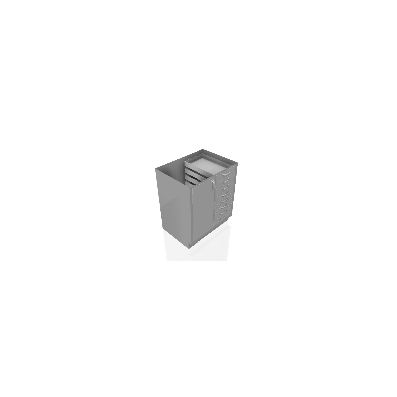 USPE 30 in. Stainless Steel Base Cabinet: 8 Small Drawers, 1 Left Door, USPE-CW-B406; configuration reference, supplied build requires review