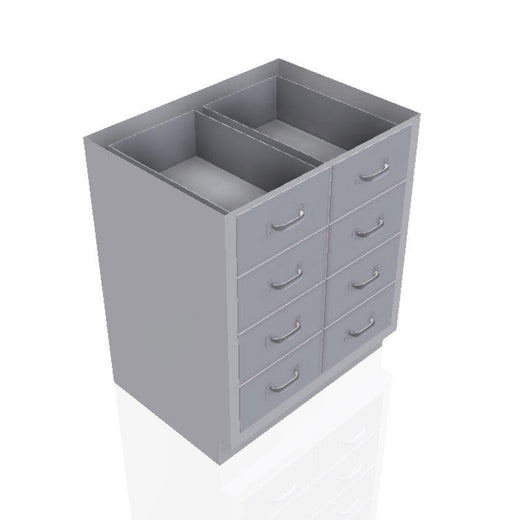 USPE 30 in. Stainless Steel Base Cabinet: 8 Medium Drawers