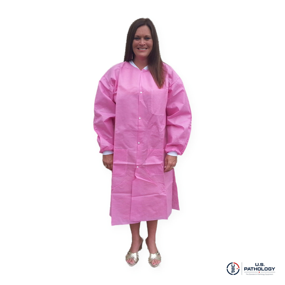 USPE Disposable Embalming Coat – Knee-Length SMS, 10/Pack – Raspberry