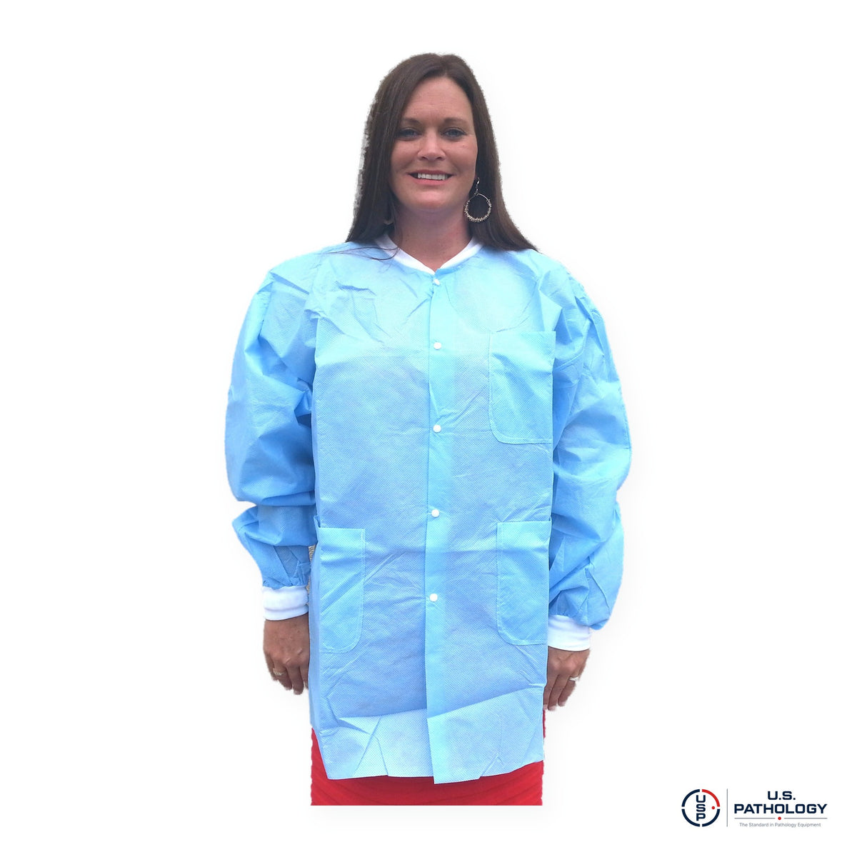 USPE Disposable Embalming Jacket – Hip-Length SMS, 10/Pack – Sky Blue