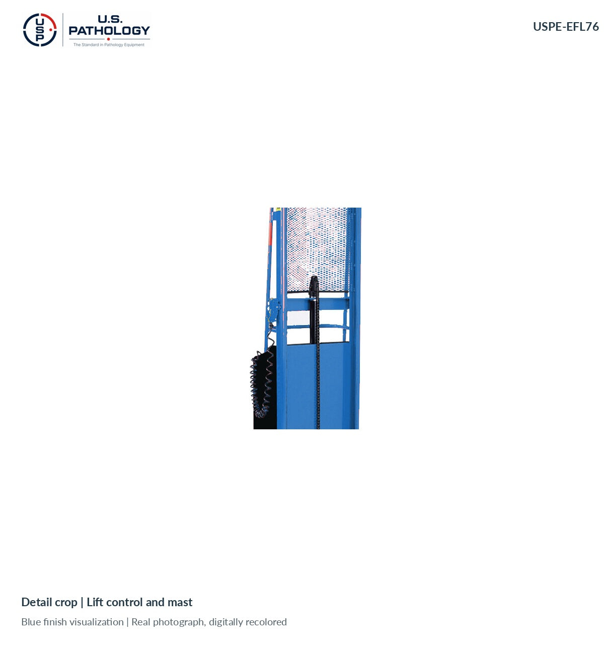 USPE-EFL76 control-detail, genuine reference photograph with digitally proposed blue finish; supplied platform and finish subject to confirmation