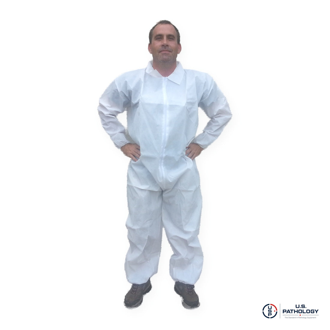 USPE Fluid-Resistant Embalming Coverall, PE-Coated, Elastic Wrists & Ankles – Case of 25