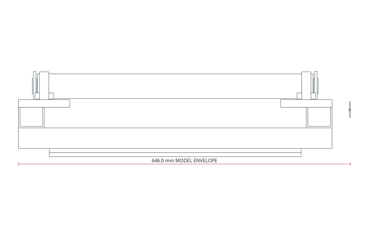 USPE Full-Width Roller Transfer Pallet, USPE-FR7, side view of original editable CAD geometry; unapproved design proposal, not a product photograph