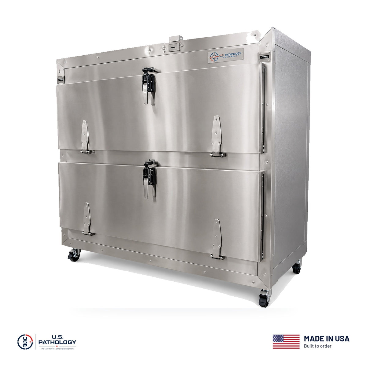 USPE 2-Body Side-Load Vault Morgue Cooler, Model USPE-MC-2VLT, made in the USA, NSF and UL