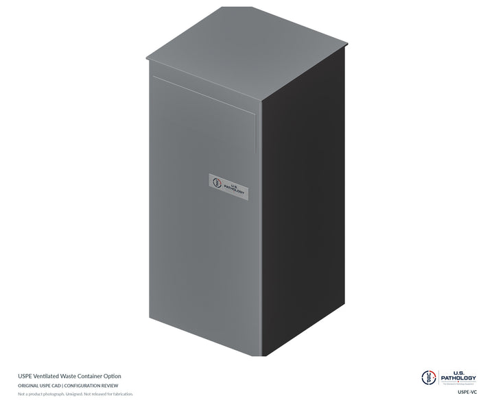 USPE Ventilated Waste Container Option | USPE-VC | Original CAD configuration review, not a product photograph