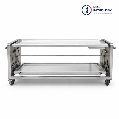 USPE-RDT2 two body rotating anatomy dissection table with dual cadaver trays and 304 stainless steel construction