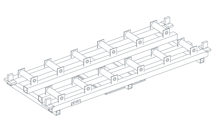 USPE End-Transfer Roller Pallet, USPE-RP12, main view of original editable CAD geometry; unapproved design proposal, not a product photograph