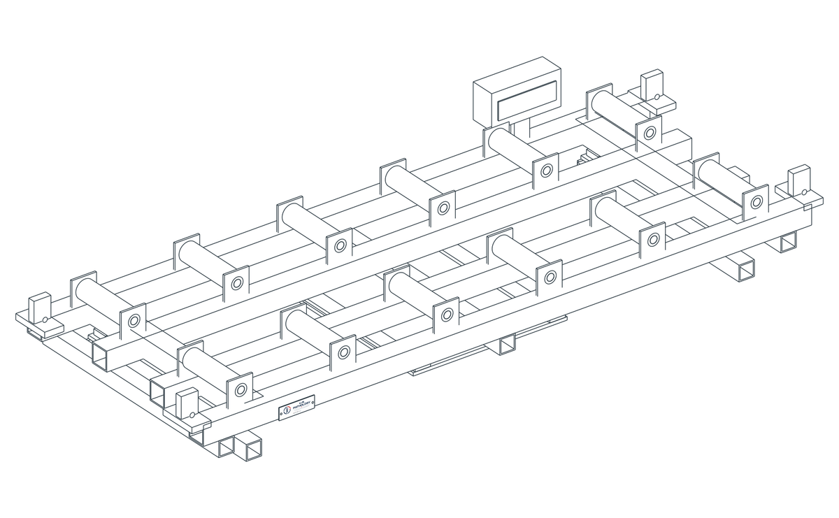 USPE Weighing Roller Pallet, USPE-RP12-S, main view of original editable CAD geometry; unapproved design proposal, not a product photograph