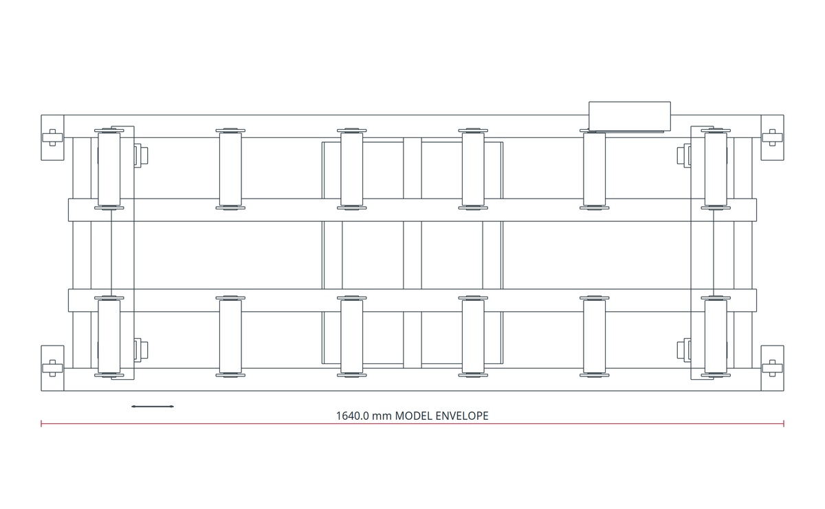 USPE Weighing Roller Pallet, USPE-RP12-S, plan view of original editable CAD geometry; unapproved design proposal, not a product photograph